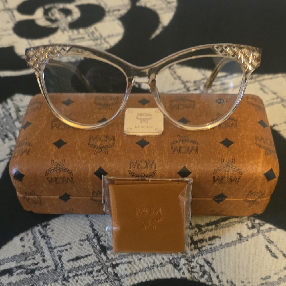 MCM Women's Gold and Tan Cat-Eye Glasses